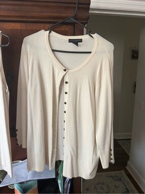 Grace Elements Cream Button-Front Lightweight Cardigan